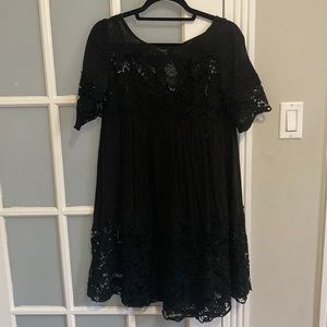 Anthropologie Black Lace Dress w/ slip